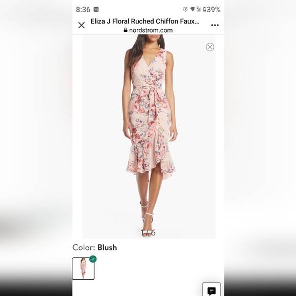 eliza j floral ruched dress Eliza J Floral Ruched Gown - Pink Multi